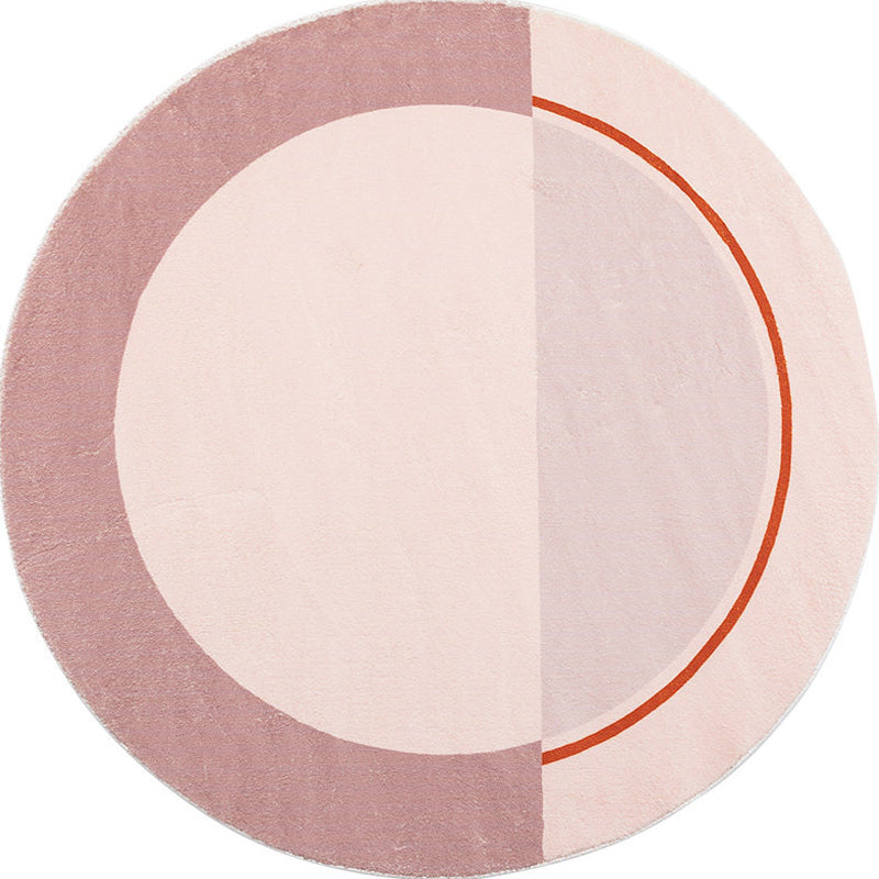 Modern Color Block Carpet Pink and Red Polyester Carpet Non-Slip Pet-Friendly Washable Rug for Bedroom