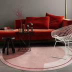 Modern Color Block Carpet Pink and Red Polyester Carpet Non-Slip Pet-Friendly Washable Rug for Bedroom