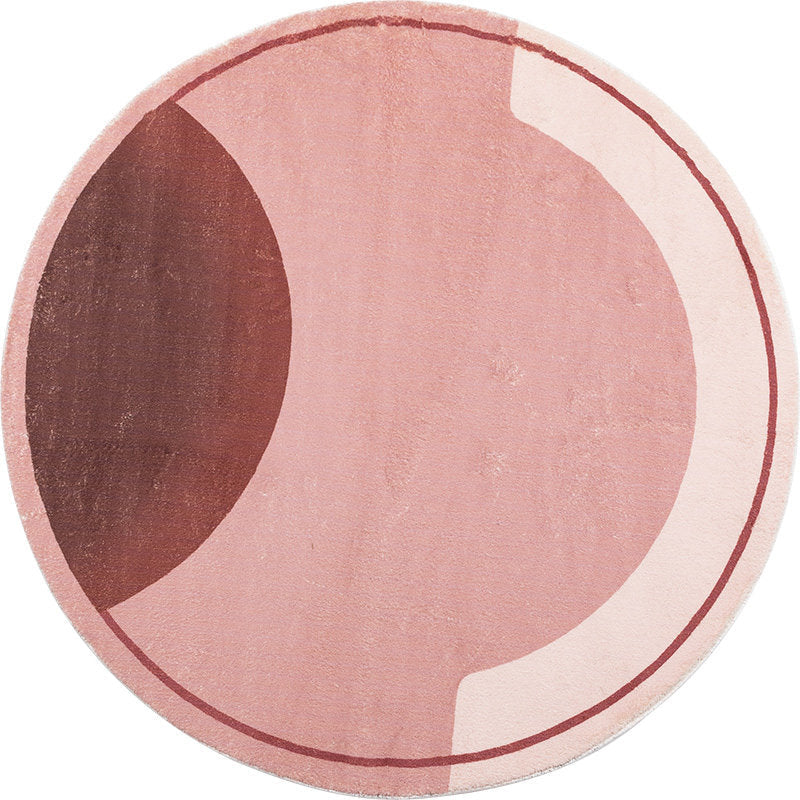 Modern Color Block Carpet Pink and Red Polyester Carpet Non-Slip Pet-Friendly Washable Rug for Bedroom