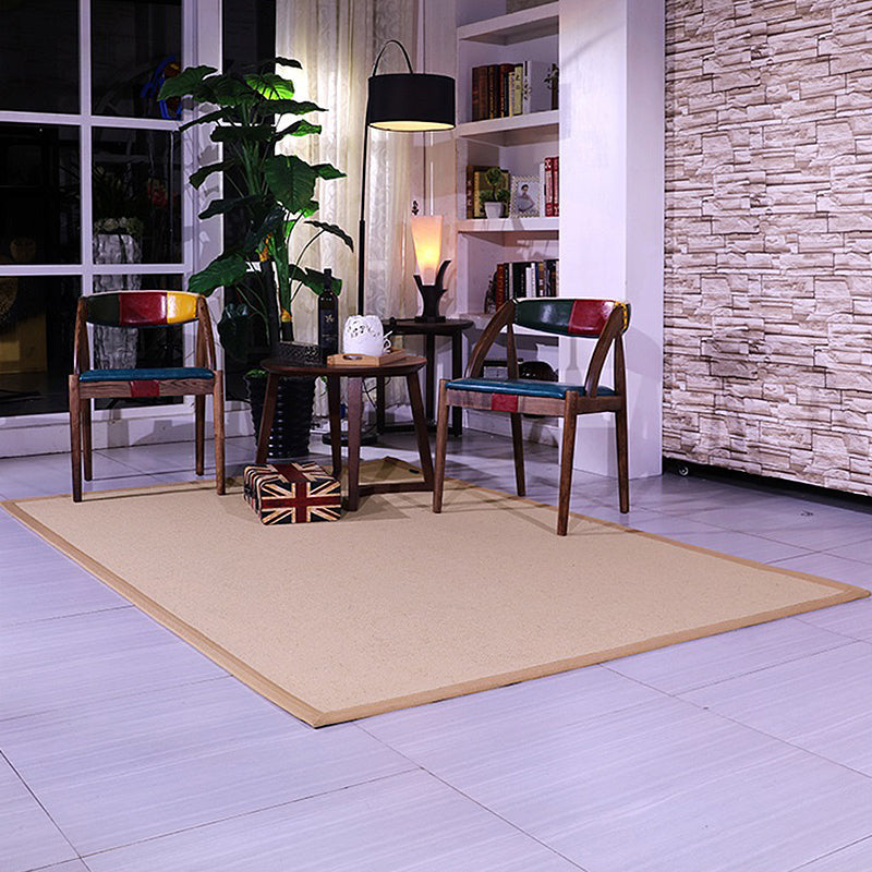 Brown Solid Color Rug Sisal Country Rug Pet Friendly Washable Non-Slip Rug for Bedroom