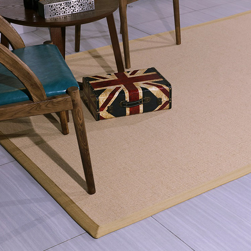 Brown Solid Color Rug Sisal Country Rug Pet Friendly Washable Non-Slip Rug for Bedroom