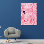 Flamingo Canvas Print Tropical Style Texture Wall Art Decor in Pink for Family Room