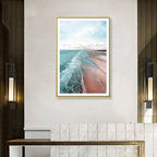 Beach canvas tropical serene seascape wall art print in green, multiple sizes available