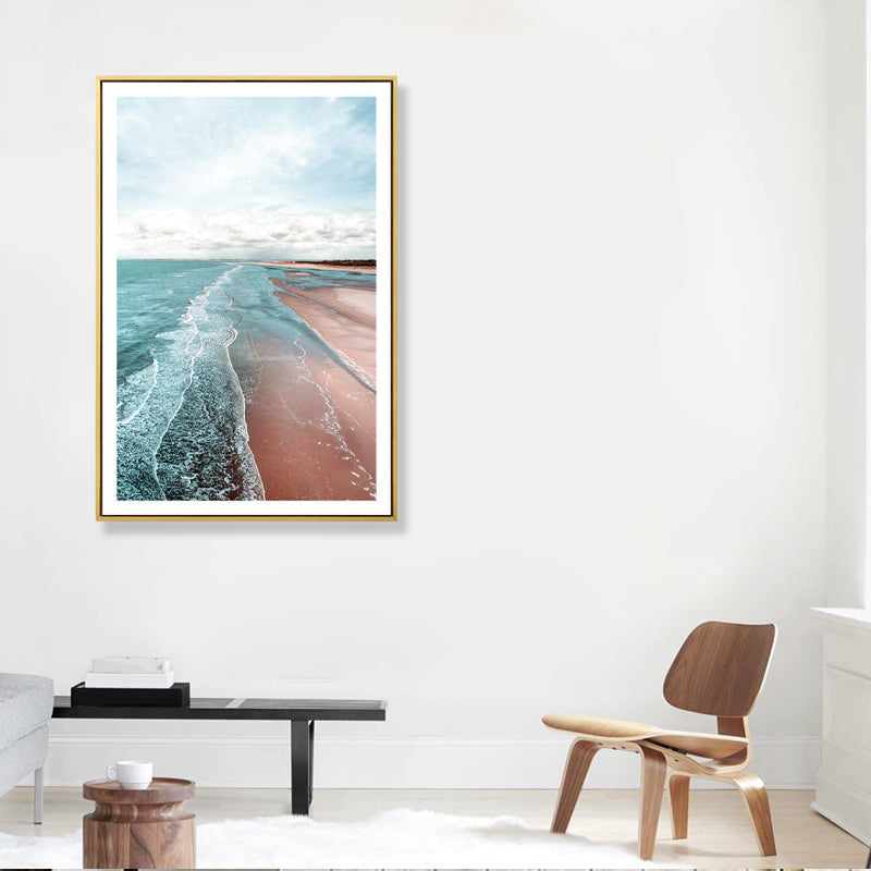 Beach canvas tropical serene seascape wall art print in green, multiple sizes available