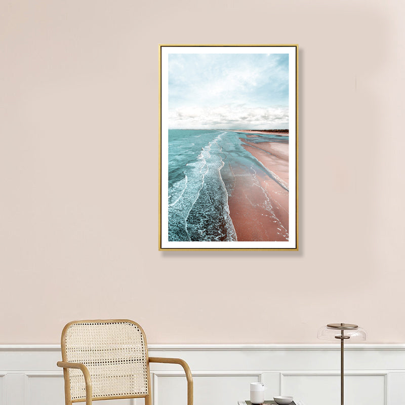 Beach canvas tropical serene seascape wall art print in green, multiple sizes available