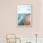 Beach canvas tropical serene seascape wall art print in green, multiple sizes available