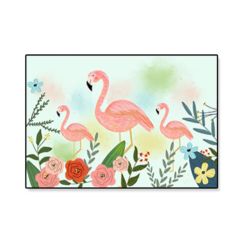 Flamingo Print Painting Tropical Stylish Textured Canvas Wall Art for Dining Room
