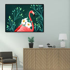 Flamingo Print Painting Tropical Stylish Textured Canvas Wall Art for Dining Room