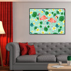 Flamingo Print Painting Tropical Stylish Textured Canvas Wall Art for Dining Room