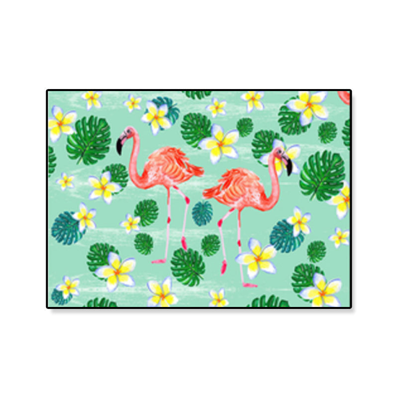 Flamingo Print Painting Tropical Stylish Textured Canvas Wall Art for Dining Room