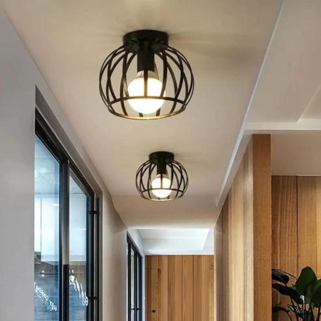 Modern Loft-style Ceiling Lamp with Open Cage Design