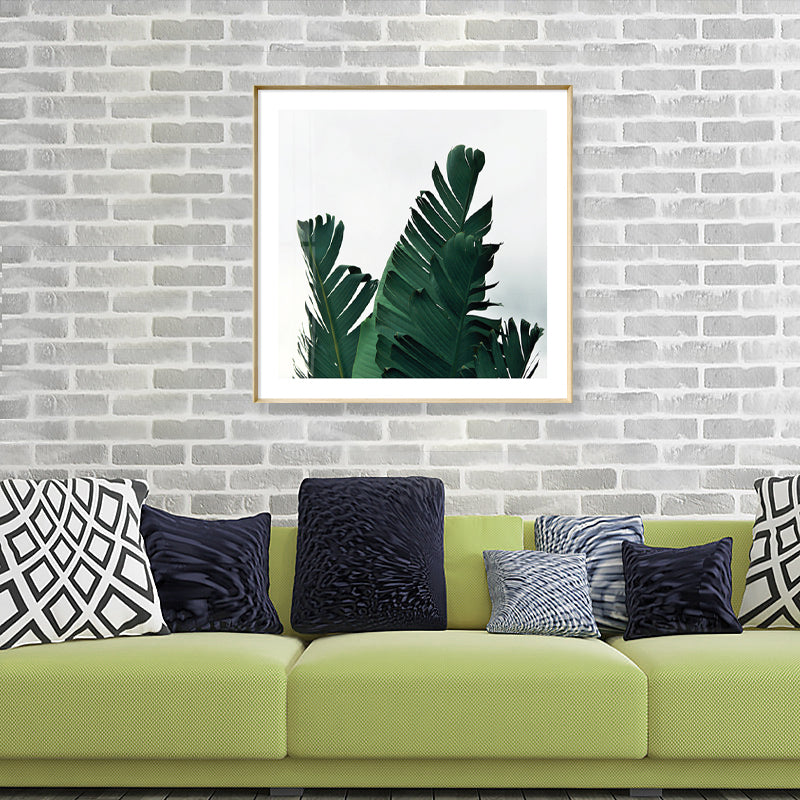Green Banana Leaves Canvas Print Botanical Tropix Textured Wall Art for the Dining Room