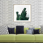 Green Banana Leaves Canvas Print Botanical Tropix Textured Wall Art for the Dining Room