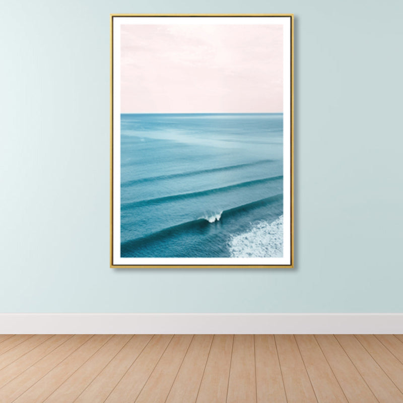 Tropical Canvas Print Blue Photographic Ocean Surface with Waves Wall Art for Living Room