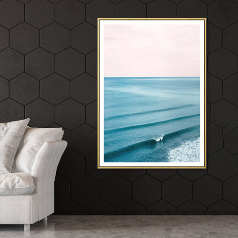 Tropical Canvas Print Blue Photographic Ocean Surface with Waves Wall Art for Living Room