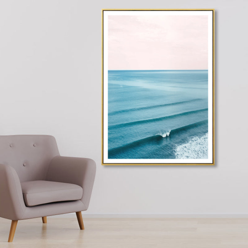 Tropical Canvas Print Blue Photographic Ocean Surface with Waves Wall Art for Living Room