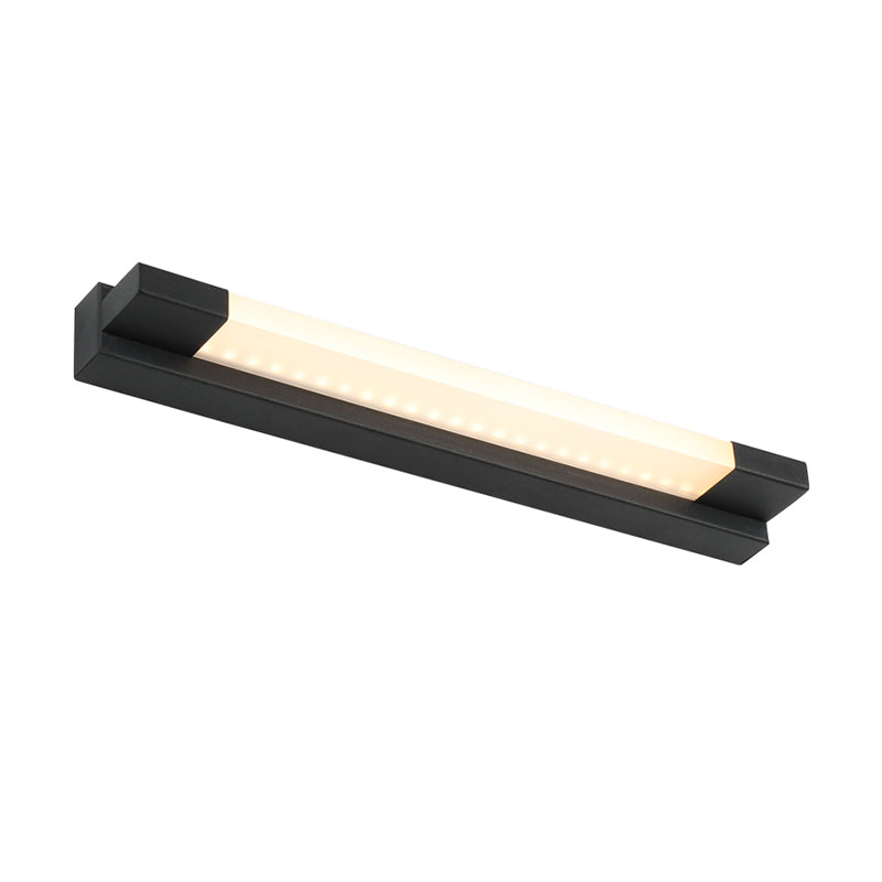 Simple Straight Vanity Mirror Light Metal LED Bathroom Wall Lamp in Black, Warm/White Light