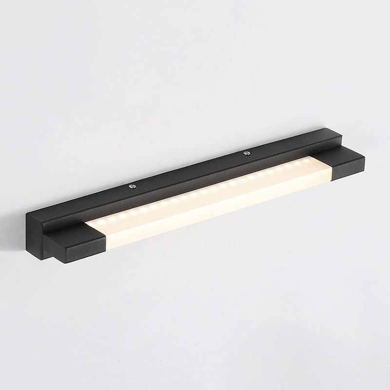 Simple Straight Vanity Mirror Light Metal LED Bathroom Wall Lamp in Black, Warm/White Light