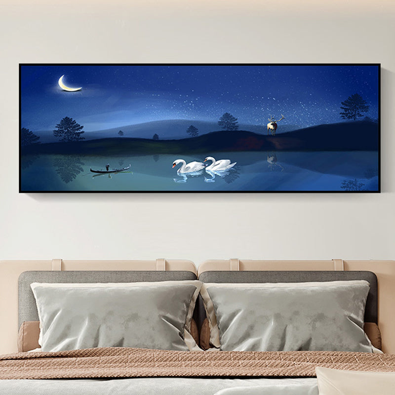 Wild Animal Wrapped Canvas Textured Tropical Style Bedroom Painting in Bright Color