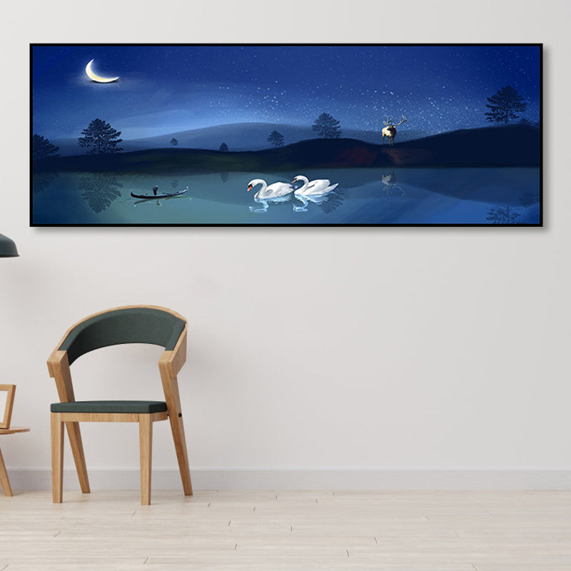 Wild Animal Wrapped Canvas Textured Tropical Style Bedroom Painting in Bright Color