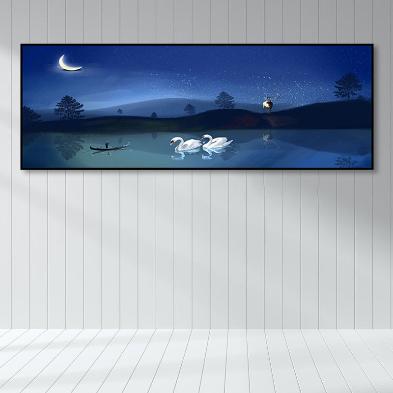 Wild Animal Wrapped Canvas Textured Tropical Style Bedroom Painting in Bright Color
