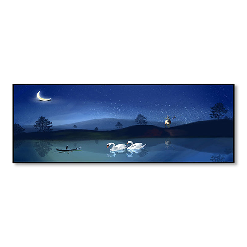 Wild Animal Wrapped Canvas Textured Tropical Style Bedroom Painting in Bright Color