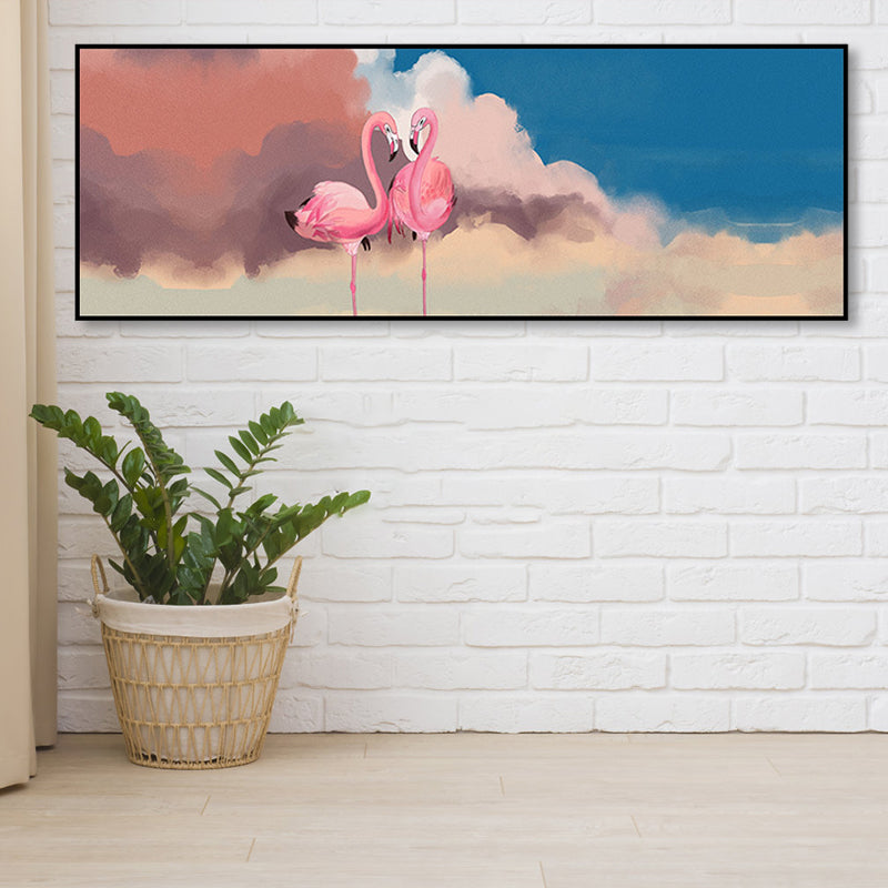 Wild Animal Wrapped Canvas Textured Tropical Style Bedroom Painting in Bright Color