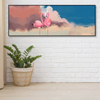 Wild Animal Wrapped Canvas Textured Tropical Style Bedroom Painting in Bright Color