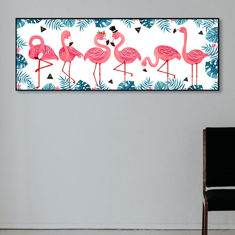 Wild Animal Wrapped Canvas Textured Tropical Style Bedroom Painting in Bright Color