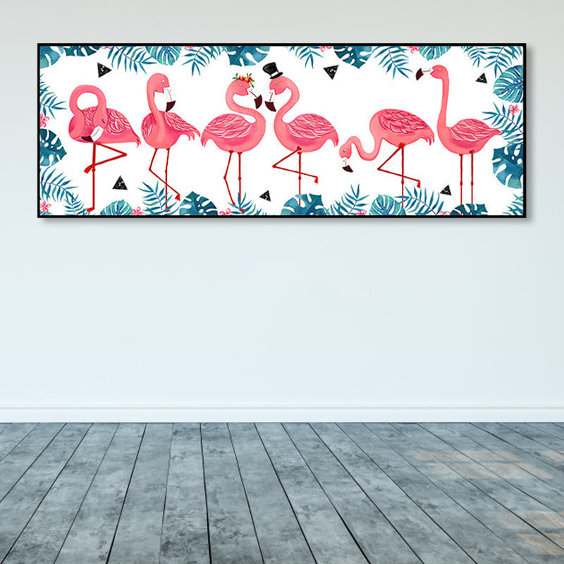 Wild Animal Wrapped Canvas Textured Tropical Style Bedroom Painting in Bright Color