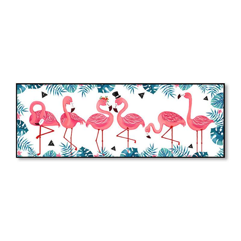 Wild Animal Wrapped Canvas Textured Tropical Style Bedroom Painting in Bright Color