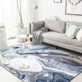 Blue Novelty Carpet Polyester Abstract Carpet Pet Friendly Washable Non-Slip Carpet for the Living Room