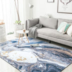 Blue Novelty Carpet Polyester Abstract Carpet Pet Friendly Washable Non-Slip Carpet for the Living Room