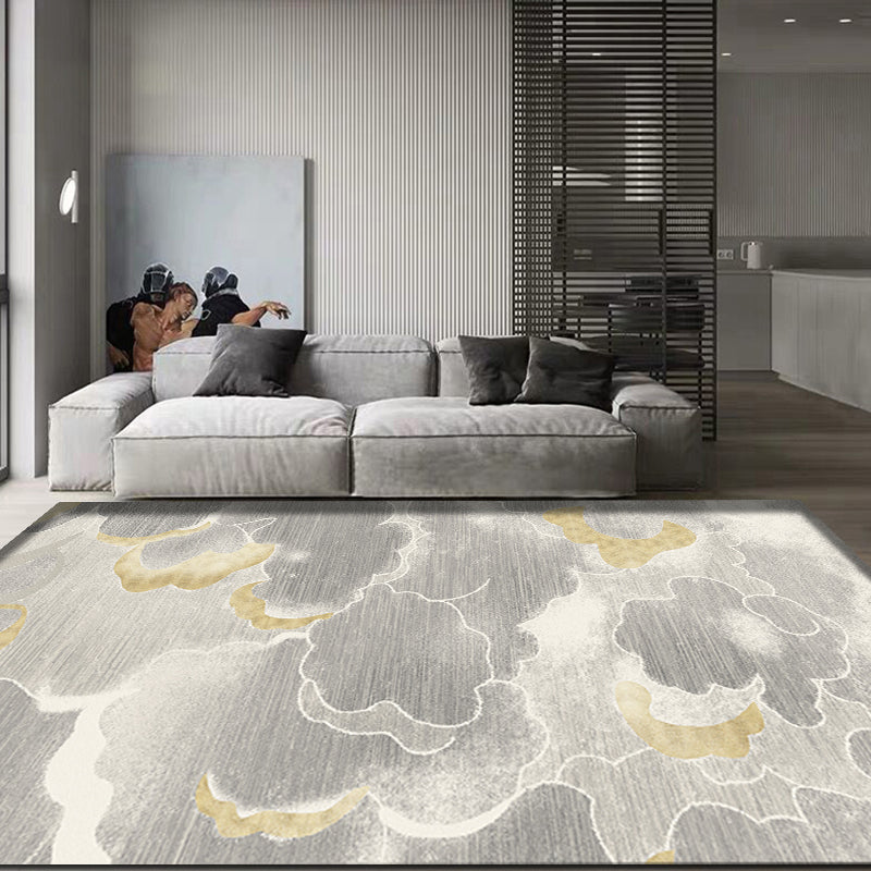 Light Gray Oriental Carpet Polypropylene Cloud Pattern Carpet Pet Friendly Washable Non-Slip Carpet for the Kids' Room