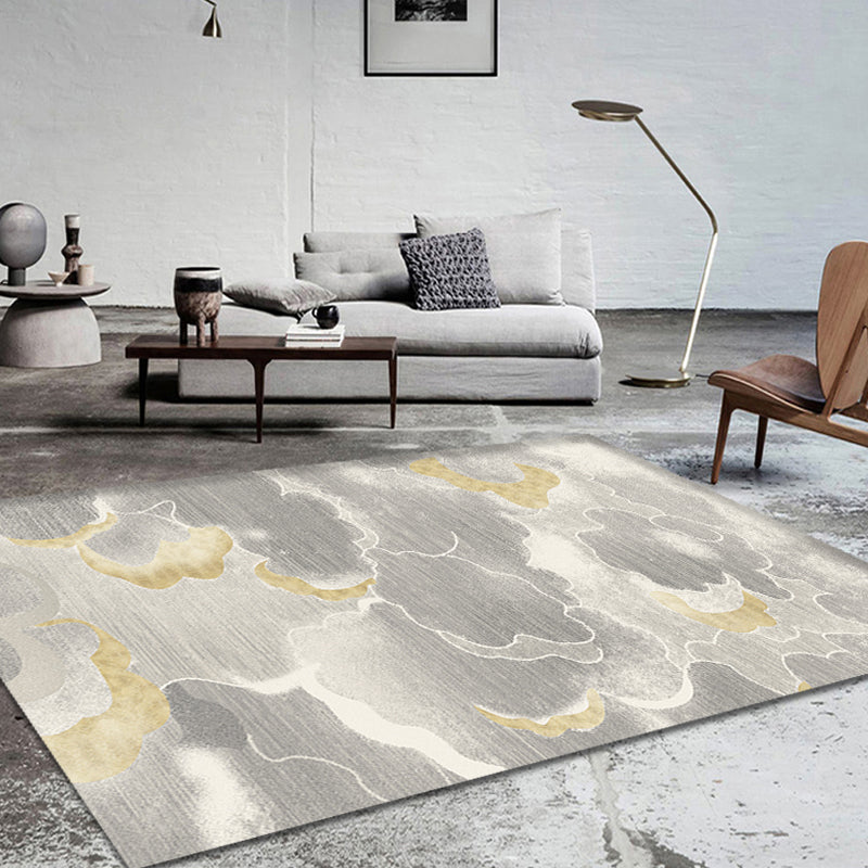 Light Gray Oriental Carpet Polypropylene Cloud Pattern Carpet Pet Friendly Washable Non-Slip Carpet for the Kids' Room
