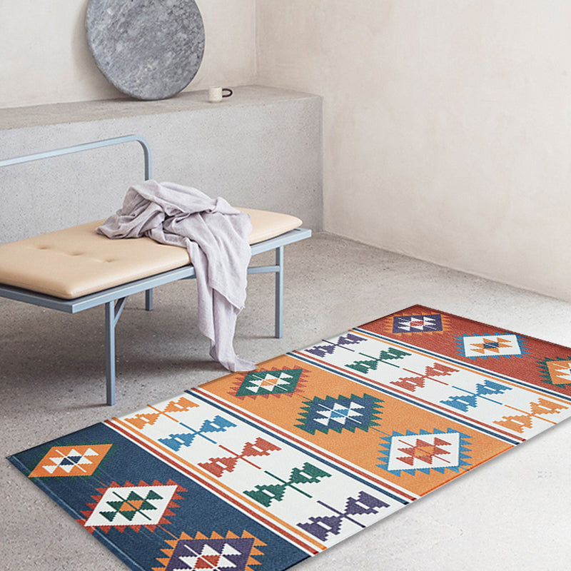 Unique Tribal Striped Pattern Rug Multicolor Southwest Rug Cotton Washable Non-Slip Pet-Friendly Rug for the Living Room