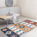 Unique Tribal Striped Pattern Rug Multicolor Southwest Rug Cotton Washable Non-Slip Pet-Friendly Rug for the Living Room