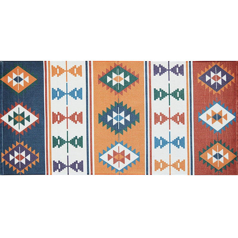 Unique Tribal Striped Pattern Rug Multicolor Southwest Rug Cotton Washable Non-Slip Pet-Friendly Rug for the Living Room