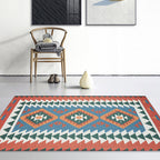 Unique Tribal Striped Pattern Rug Multicolor Southwest Rug Cotton Washable Non-Slip Pet-Friendly Rug for the Living Room