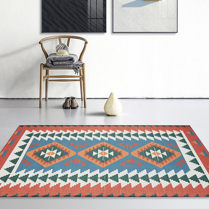 Unique Tribal Striped Pattern Rug Multicolor Southwest Rug Cotton Washable Non-Slip Pet-Friendly Rug for the Living Room