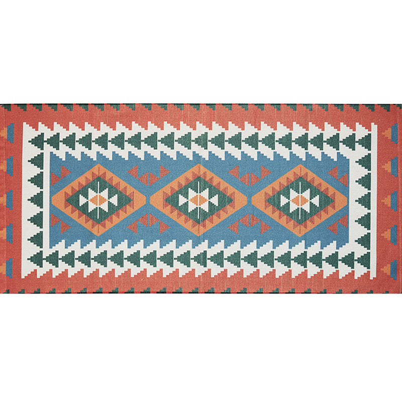 Unique Tribal Striped Pattern Rug Multicolor Southwest Rug Cotton Washable Non-Slip Pet-Friendly Rug for the Living Room