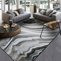 Modernist Decorative Rug Black Abstract Rug Polyester Washable Non-Slip Pet-Friendly Rug