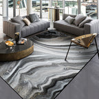 Modernist Decorative Rug Black Abstract Rug Polyester Washable Non-Slip Pet-Friendly Rug