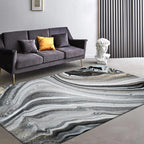 Modernist Decorative Rug Black Abstract Rug Polyester Washable Non-Slip Pet-Friendly Rug