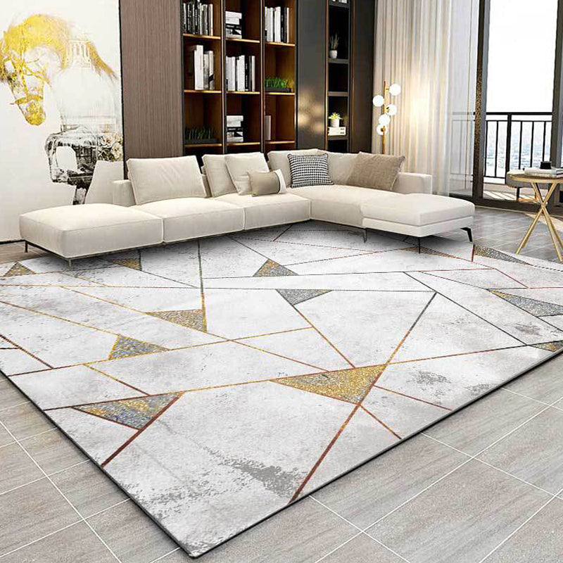 Decorative geometric patterned area rug gray Nordic rug polyester washable non-slip rug for the living room
