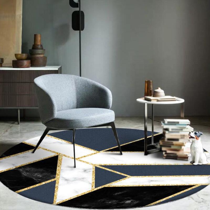 Blue Marble Surface Pattern Carpet Polyester Minimalist Carpet Washable Non-Slip Back Carpet for Decoration