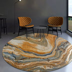 Funky Swirl Stripe Pattern Rug Brown Modern Rug Polyester Pet-Friendly Washable Non-Slip Area Rug for Decoration