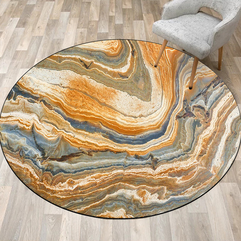 Funky Swirl Stripe Pattern Rug Brown Modern Rug Polyester Pet-Friendly Washable Non-Slip Area Rug for Decoration