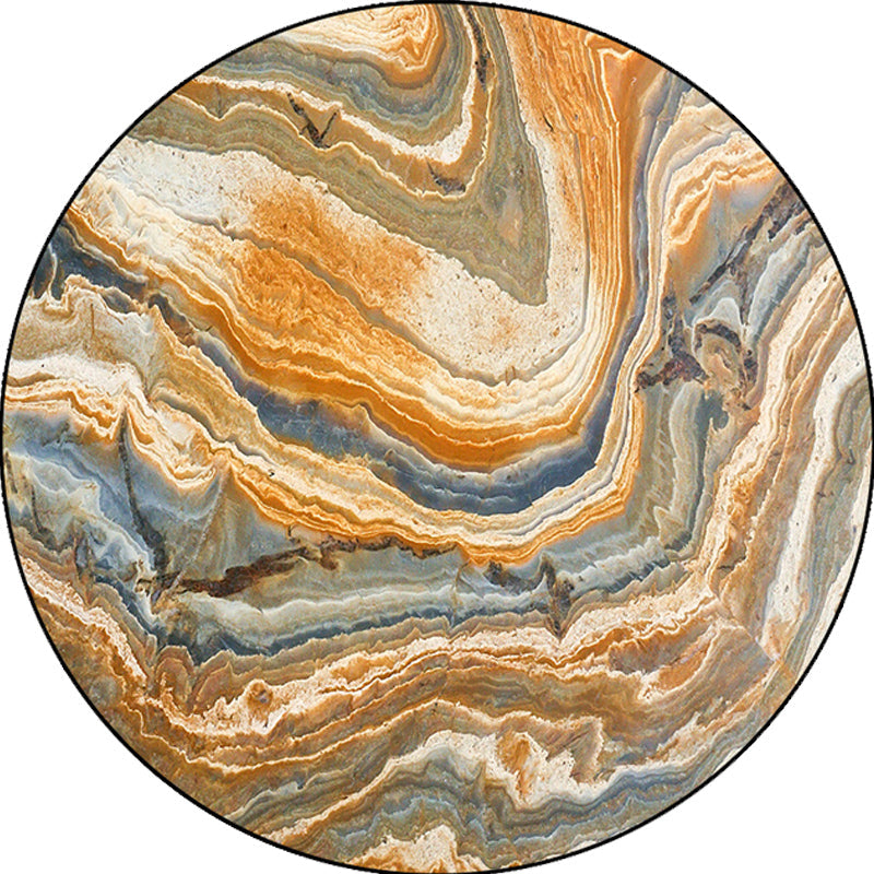 Funky Swirl Stripe Pattern Rug Brown Modern Rug Polyester Pet-Friendly Washable Non-Slip Area Rug for Decoration