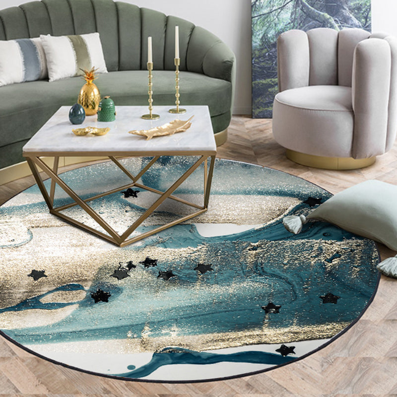 Blue industrial carpet polyester abstract star pattern carpet pet-friendly washable non-slip carpet for the bedroom